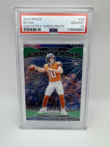 2024 Panini Prizm - Fireworks Bo Nix #23 Green Prizm RC Denver Broncos 🔥