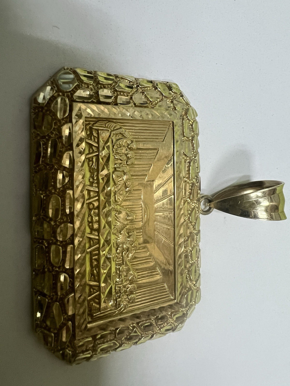 Rectangle Last Supper Textured Nugget  Pendant Re… - image 3