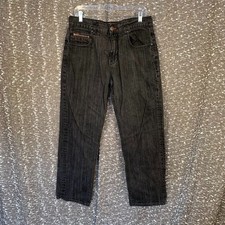 Vtg LR Geans by LRG Denim Black Jeans Zipper Resolutionaries Y2K Hip Hop Mens 34