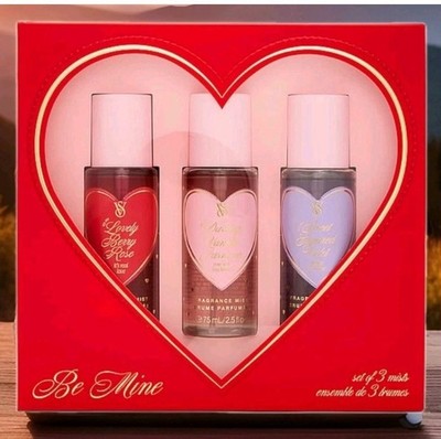 NIB Victoria's Secret Body Fragrance Be Mine Mini Fragrance Mist Gift Set  of 3