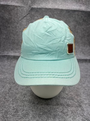 ROXY Hat Cap Strap Back Women One Size Blue Cotton Linen Blend Basket Weave