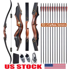 Archery 60" Takedown Recurve Bow 25-50lbs for Adult RH Hunting Target Arrows