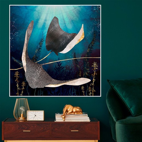 STING RAY OCEAN HAMPTONS ART OPTIONS: PRINT ON STRETCHED CANVAS PAPER POSTER - Picture 3 of 7