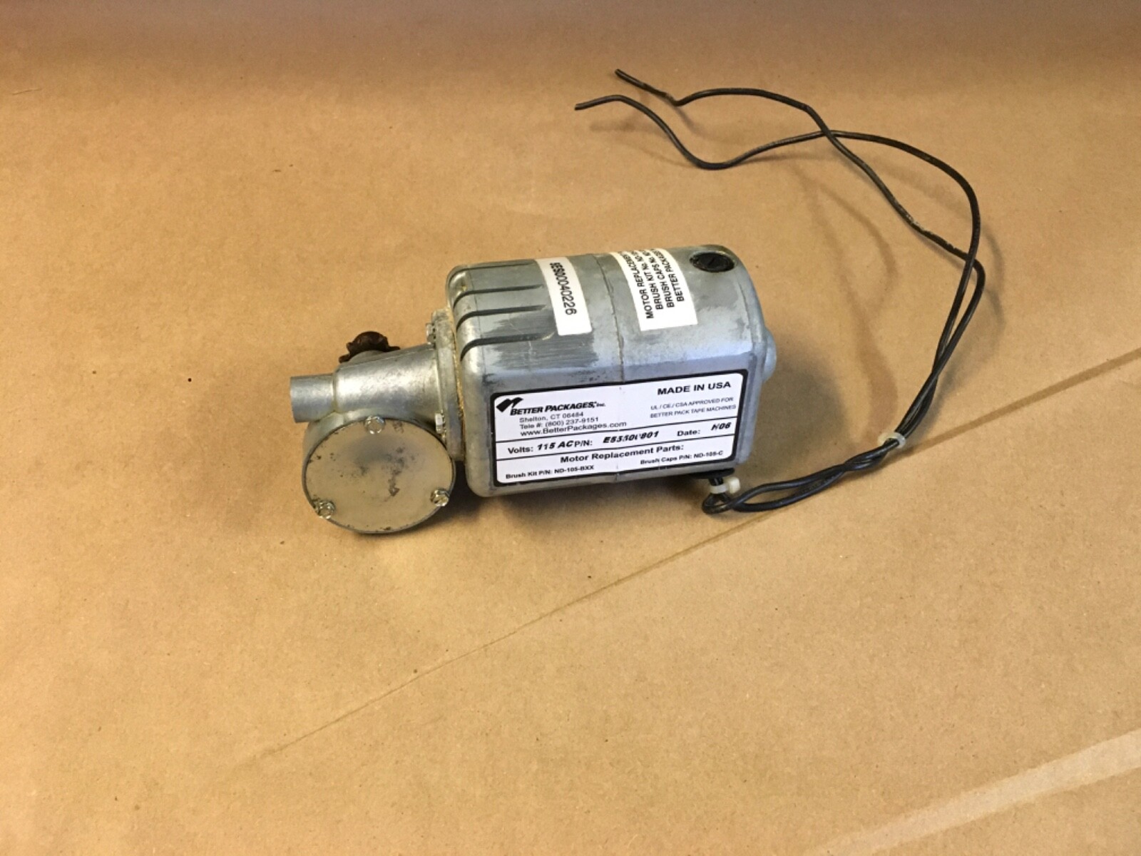Better Packages E55500801 Tape Dispenser Gear 115v-ac Motor   (KB)