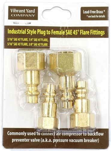 Air Compressor to SAE 45ยฐ Flare Fitting Winterize Backflow Preventer & Sprinkler