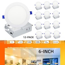 6 Inch 3CCT Ultra-Thin LED Recessed Ceiling Light, 3000K/4000K/5000K Selectable