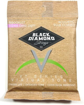 Black Diamond Guitar Strings Acoustic Extra Light Coated Phosphor Bronze 10-46