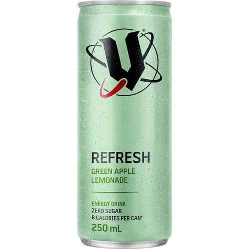V Refresh Green Apple Lemonade Energy Drink Can 250ml X 4 Pack - Picture 2 of 2