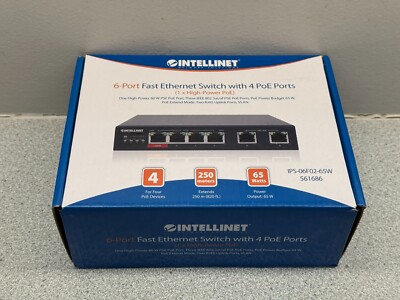 INTELLINET 561686 Fast Ethernet 6-Port Switch with 4 Poe Ports (1 x High-Power P