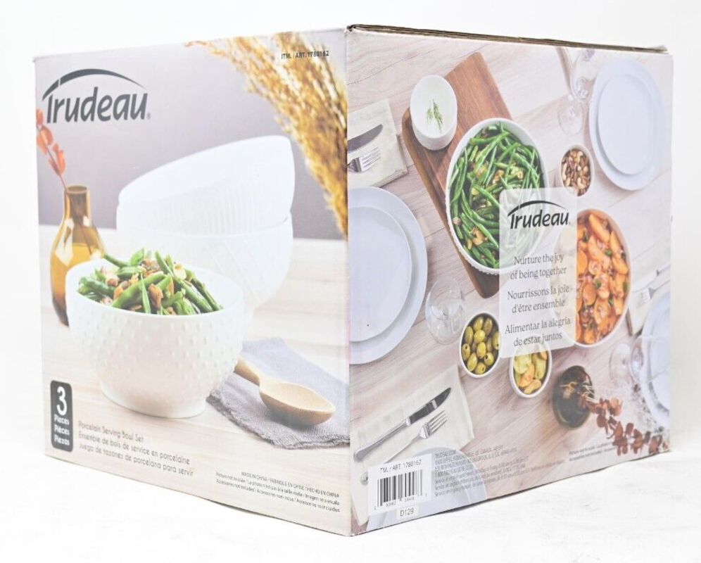 Trudeau piece Porcelain Serving Bowl Set in diameter White