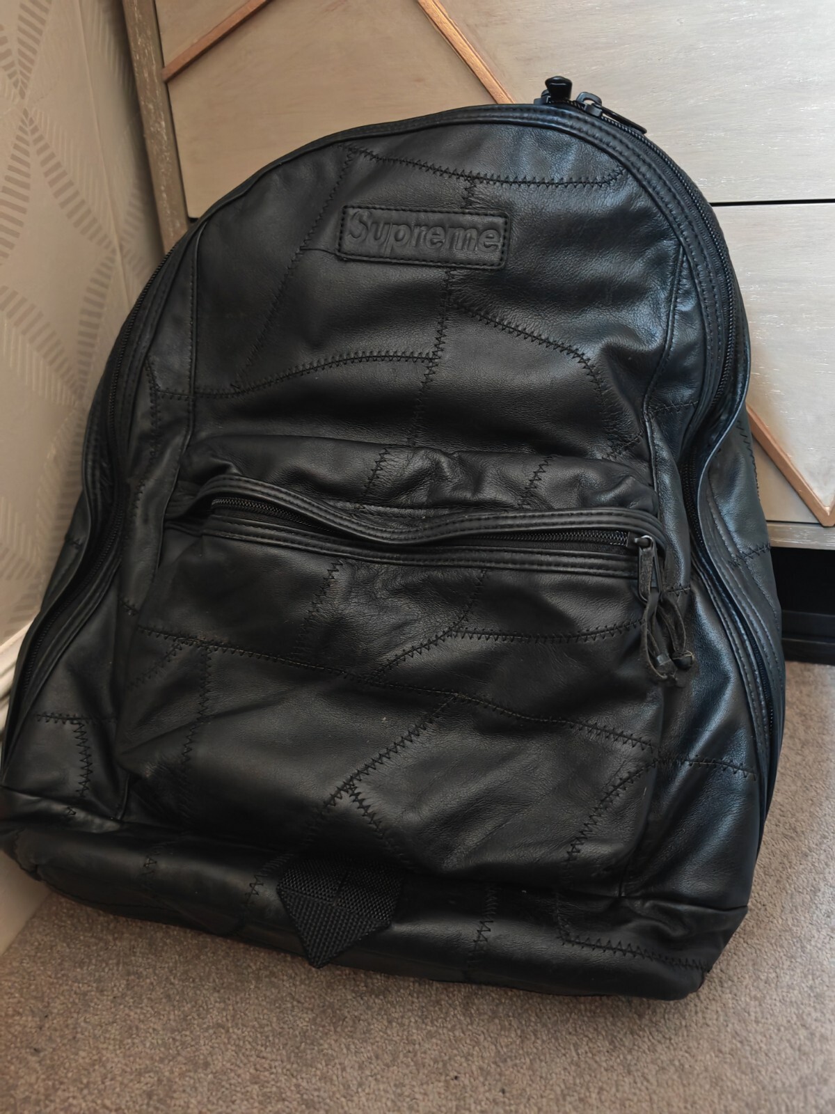 Supreme Patchwork Leather Backpack Black!!FW19 10… - image 1