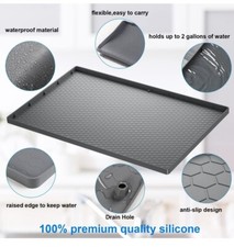 Under Kitchen Sink Mat with Towel Set 34  x22  x1  - Black