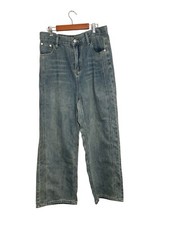 Wide Leg High Rise Jeans Stretch Waist Women  s XL Blue NWT