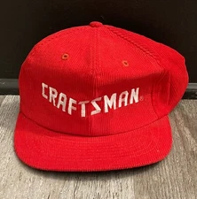 Vintage Corduroy Craftsman Hat Snapback Red Cap A.M.C.