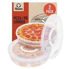 Chef Pomodoro 12-Inch Pie Carrier with Lid and Divider, 2-Pack Reusable Pizza...