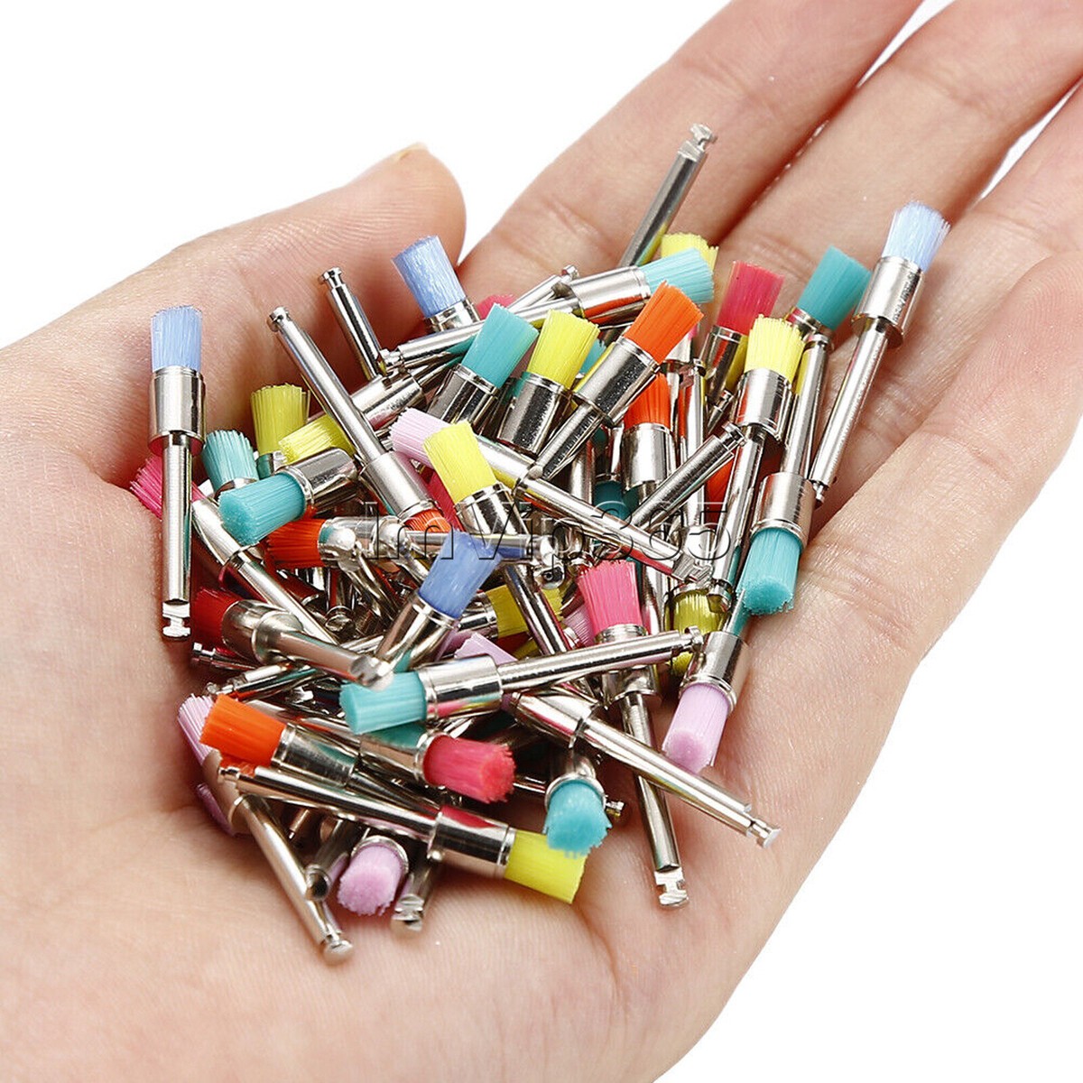 100 Pack Dental Latch-Type Flat Polishing Brushes - Nylon For Prophylaxis & Lab Work