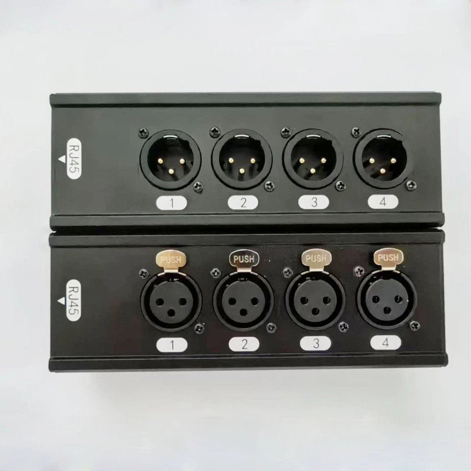 3Pin 4 Channel XLR Male Female To Single Ethercon Audio Network Box Extender USA - Image 3 of 4