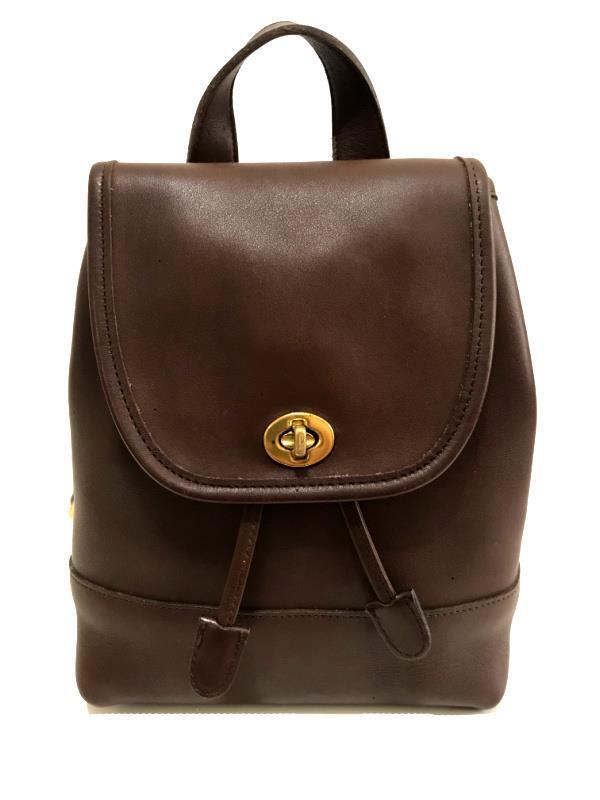 COACH Vintage BROWN Leather Turn Lock SMALL Backpack Daypack COACH Vintage BROWN Leather Turn Lock SMALL Backpack Daypack