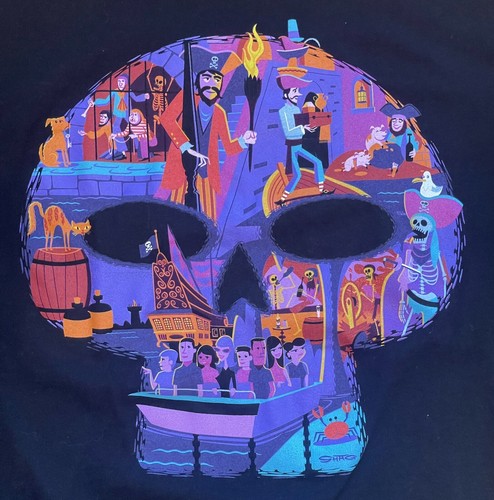 Disney Parks Rare Shag Wonderground Pirates Of The Caribbean Adult Shirt XL Rare - Picture 2 of 4