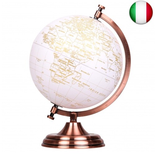 20cm Mappamondo Colore Dorato Metallizzato - Globe Decorazione Desktop