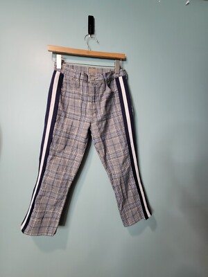 Mother Denim The Insider Ankle Happy People Read Books Plaid Stripe Pants  26