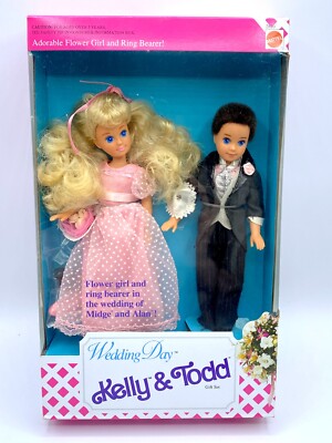 NIB BARBIE DOLL 1991 WEDDING DAY KELLY & TODD GIFT SET FLOWER GIRL