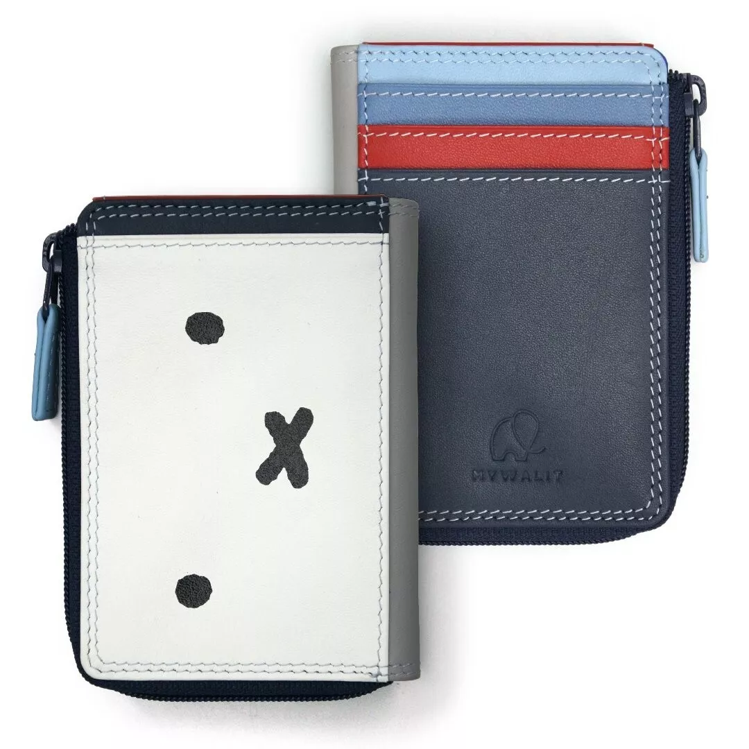 Miffy mywalit Small Zip Purse Wallet Real Leather Royal Blue White Japan Kawaii
