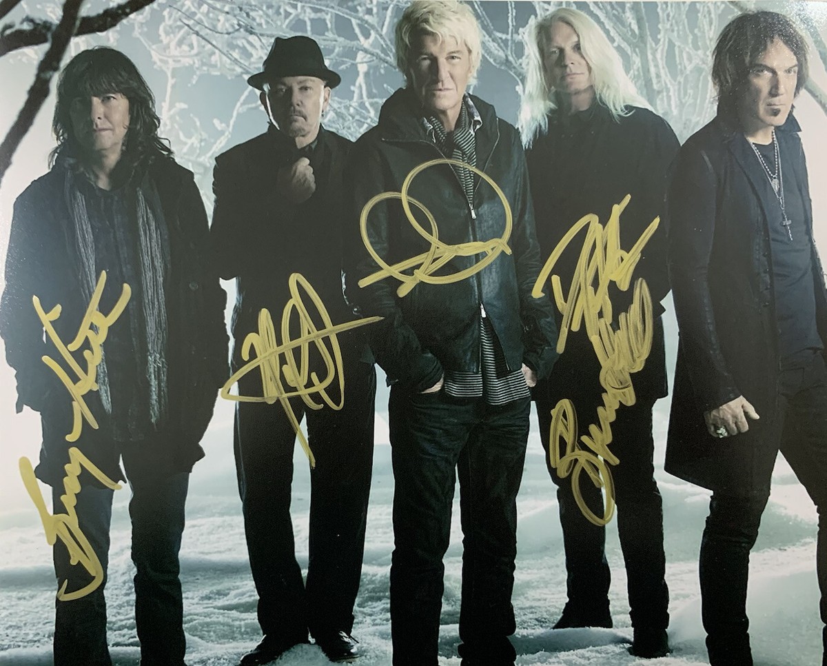 REO SPEEDWAGON FULL BAND SIGNED 8x10 PHOTO AUTHENTIC AUTOGRAPH W