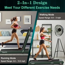 SuperFit Folding 4.75HP 2 In 1  Home Treadmill with Remote APP Control Bluetooth