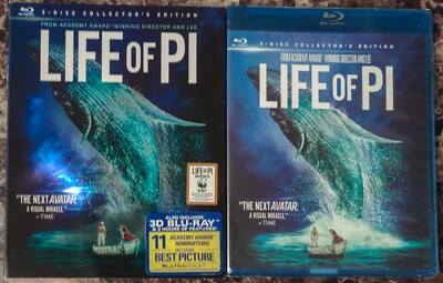 NEW Life of Pi 3D Blu-ray DVD Digital Copy, 2012, 3-Disc Set w Slipcover