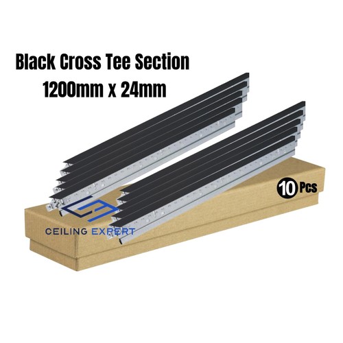 Maglietta a croce nera sezione 1200 mm x 24 mm sistema griglia sospesa soffitto componente T - Foto 2 di 2
