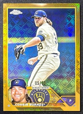 2023 Topps Chrome Logofractor Corbin Burnes Gold Refractor /50 Brewers