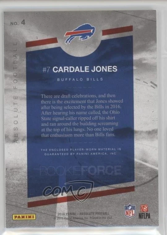 2016 Panini Absolute Rookie Force Materials Red Cardale Jones #4 RC - Image 2 of 2