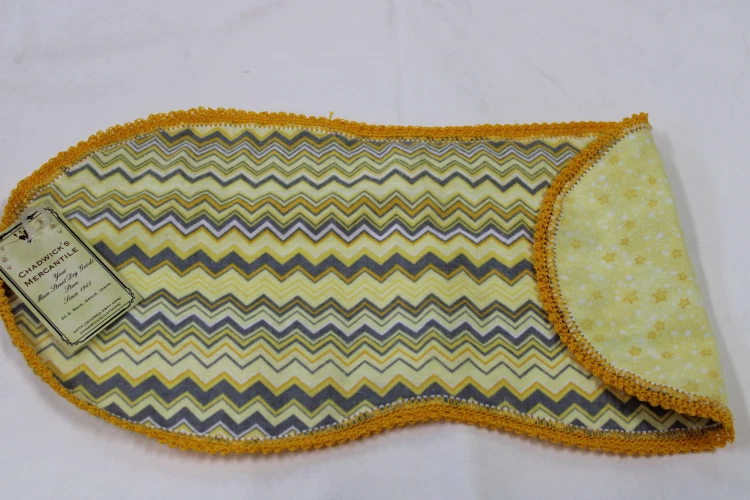 Finished - Baby Shoulder Burp Rag - Yellow Chevron/Stars