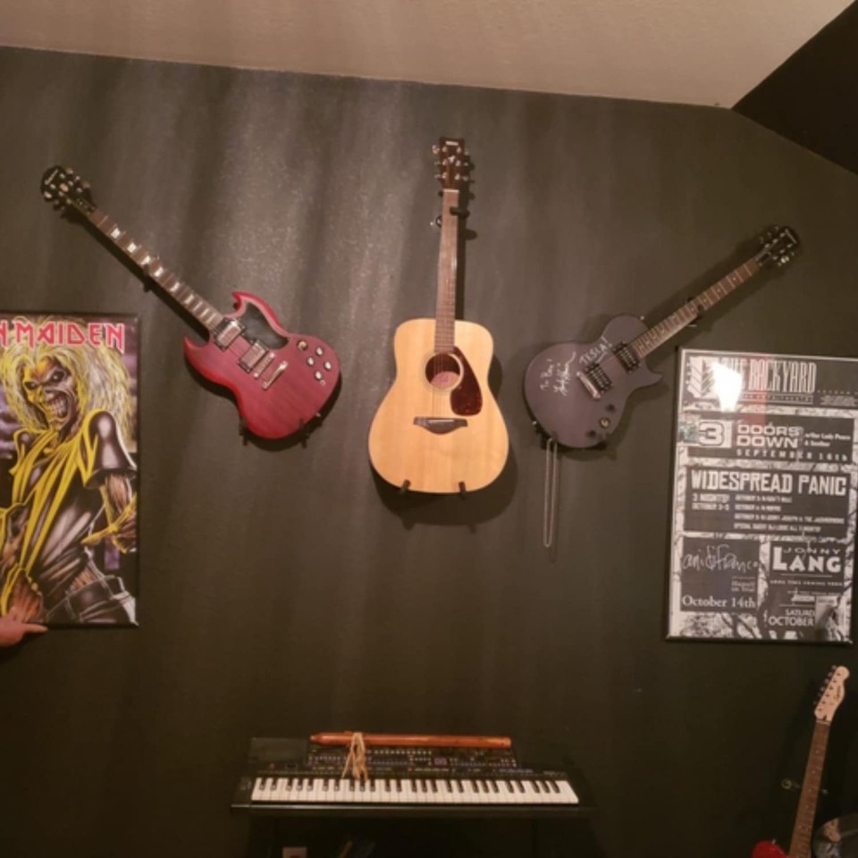 Guitar Wall Mount Guitar Bass Display Rack Horizontal Hanger (Acoustic ...