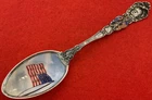 USA Enamel Flag 6" Sterling Souvenir Spoon We Will Return Cuba War Flags 30g