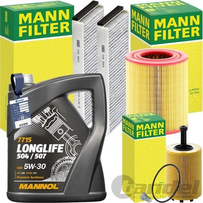 MANN INSPEKTIONSPAKET+MANNOL 5W-30 MOTORÖL passend für 2.0 TDI AUDI A6 C6 4F2/5
