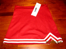 NWT Danzcue Double V Cheer Uniform Skirt RED / White Zip SZ MED CHILD 11" WAIST