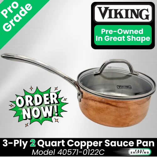 Viking 3-Ply Copper Clad 2 Qt Copper Sauce Pan 18/8 Stainless Professional Grade