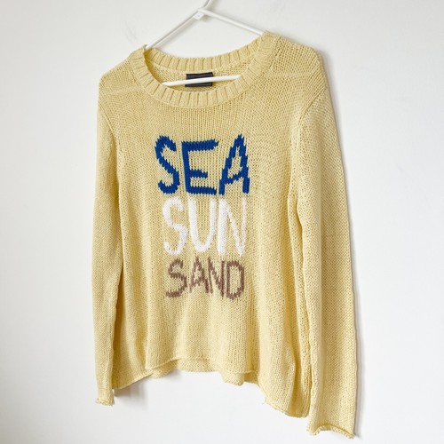 Wooden Ships Meer Sonne sandgelb lockerer Strick Rundhalsausschnitt Baumwolle Pullover Damen XS - Bild 3 von 11