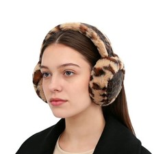 Ear Muffs Women Foldable Fluffy Earmuffs Soft Faux Fur Winter Ear Leopard