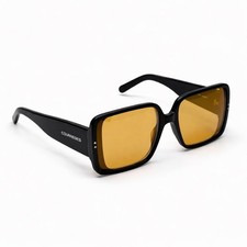 Courr ges Black Square Sunglasses Amber Gold Lens Oversized