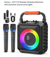 JYX T17T  Karaoke Machine Bluetooth 2 Mics Subwoofer Volume Controls Portable 