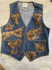 Vtg Levi  s Orange Tab Vest Upcycled Boho Artwear 70/80s Customized Western Biker