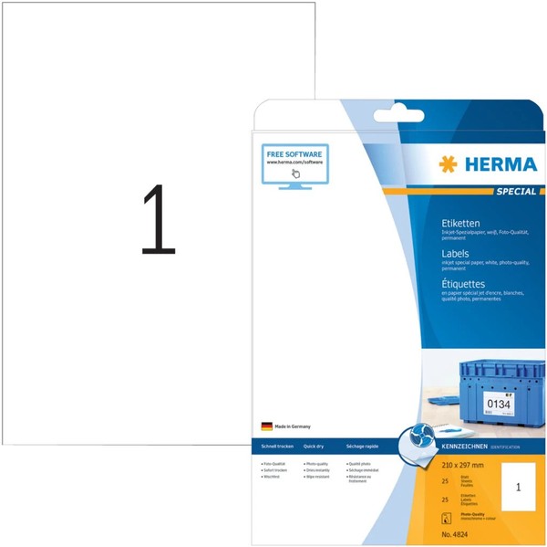 Herma Inkjet-Etiketten Special, 210 X 297 Mm, Weiß 1 Bis 40 Stk Spare 43%-image
