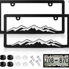 Mountain License Plate Frames Plastic License Plate Holder Universal Car White