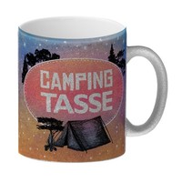 Camping Becher Glitzer-Glitzer-Kaffeebecher Mit Magischem Camping Motiv