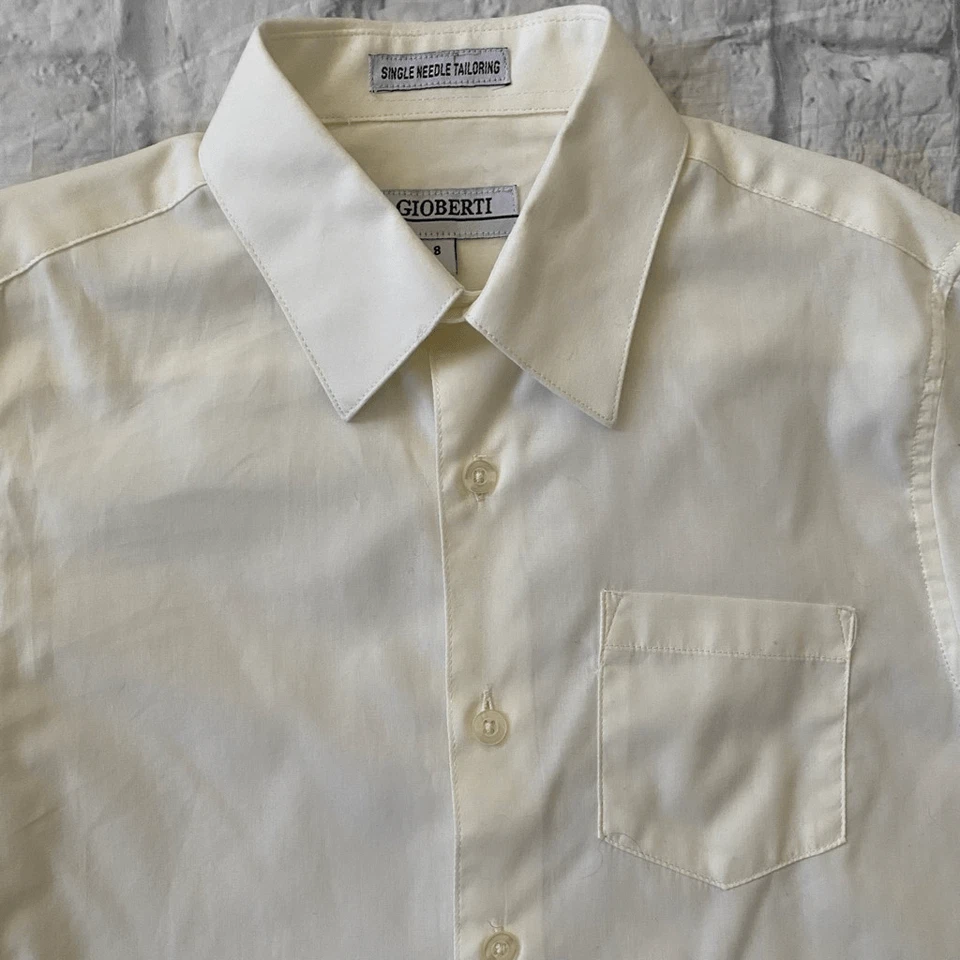 Gioberti youth kids 8 button down dress shirt off white - Image 4 of 4