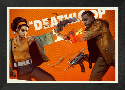 Deathloop Clash Schlüssel Kunst gerahmtes Wandbild Poster Leinwanddruck Bild