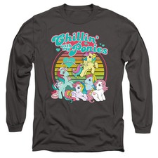 My Little Pony Retro Chillin With My Ponies Mens Long Sleeve Shirt Charcoal Offi